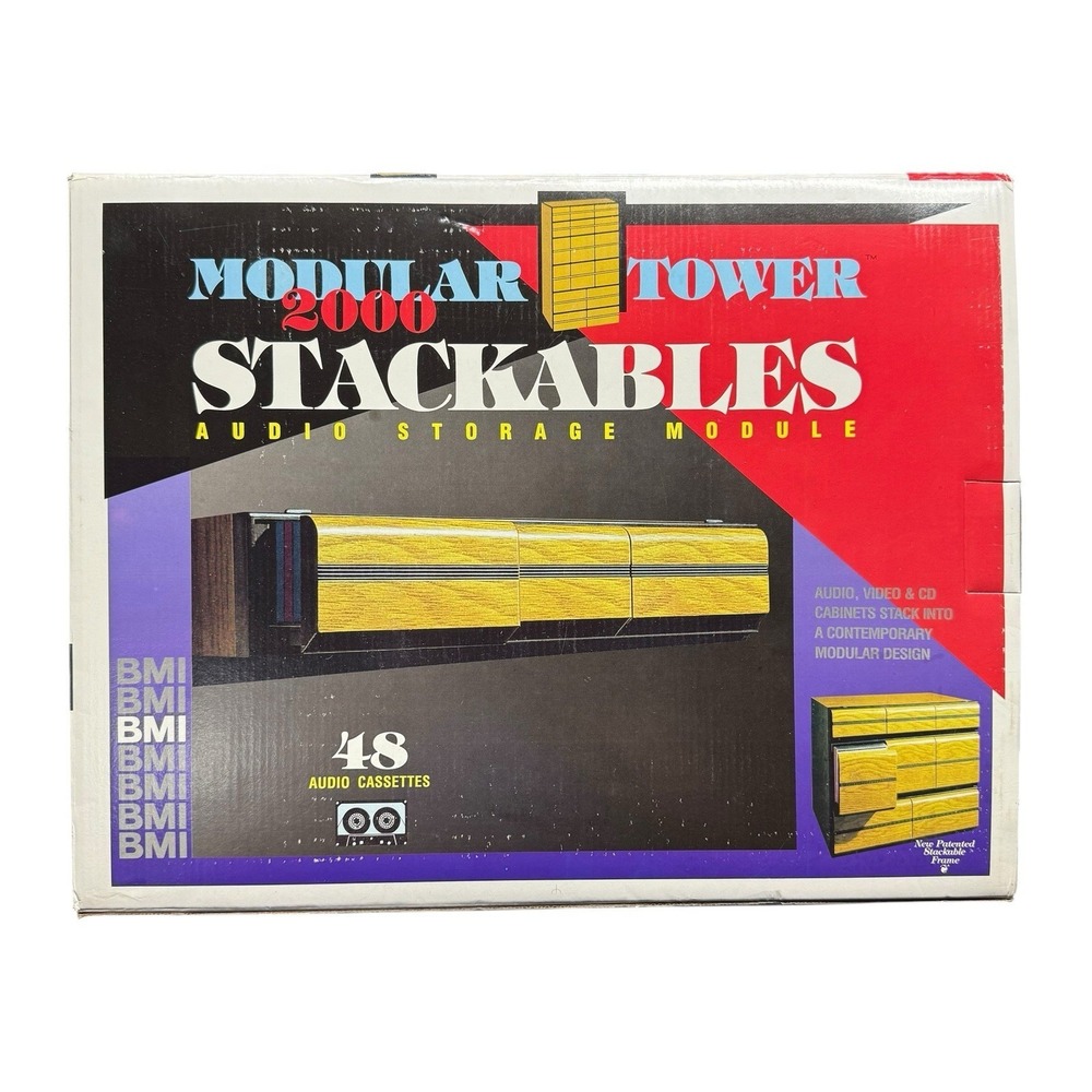 BMI Modular Tower 2000 - 48 Cassette Tape Stackable Storage - Vintage Rare
